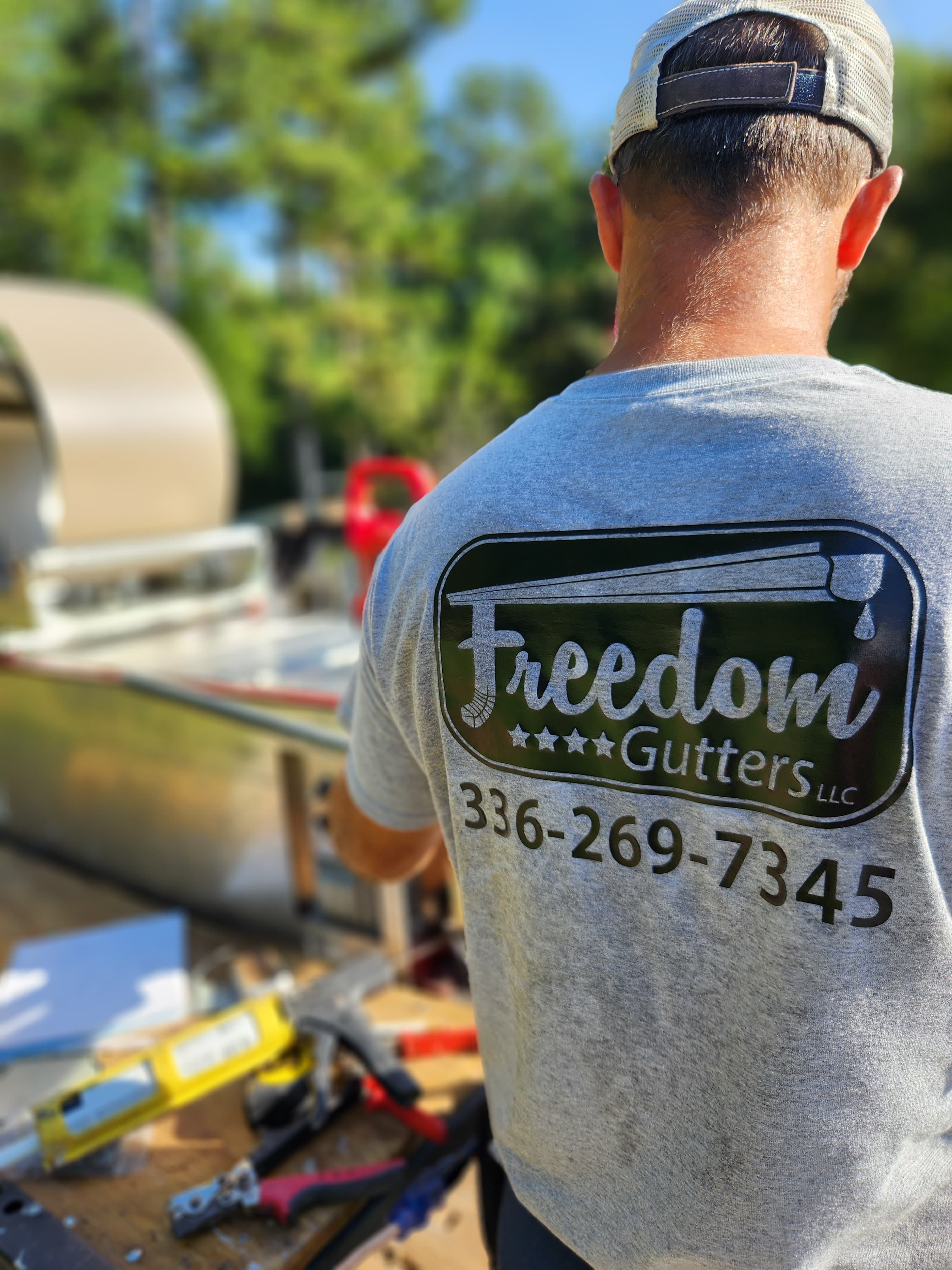 Freedom Gutters crew on the job — Mebane, NC